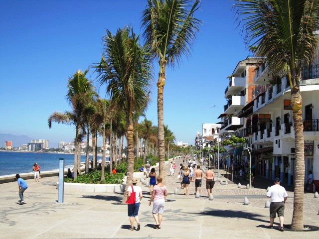 new malecon boardwalk in puerto vallarta mexico February 2012